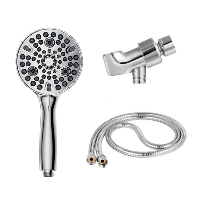 Round Handheld Shower Head Plastic Water Efficient Shower Head Chrome Shower Heads with Holder and Hose Clearhalo 'Bathroom Remodel & Bathroom Fixtures' 'Home Improvement' 'home_improvement' 'home_improvement_shower_heads' 'Shower Heads' 'shower_heads' 'Showers & Bathtubs Plumbing' 'Showers & Bathtubs' 6719536