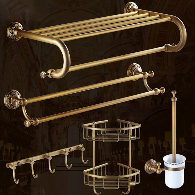 Traditional Brass Bathroom Accessory Set Brushed Bronze Bathroom Set Curved Bar 5-Piece Set ( Double Bars) Clearhalo 'Bathroom Hardware Sets' 'Bathroom Hardware' 'Bathroom Remodel & Bathroom Fixtures' 'bathroom_hardware_sets' 'Home Improvement' 'home_improvement' 'home_improvement_bathroom_hardware_sets' 6719601