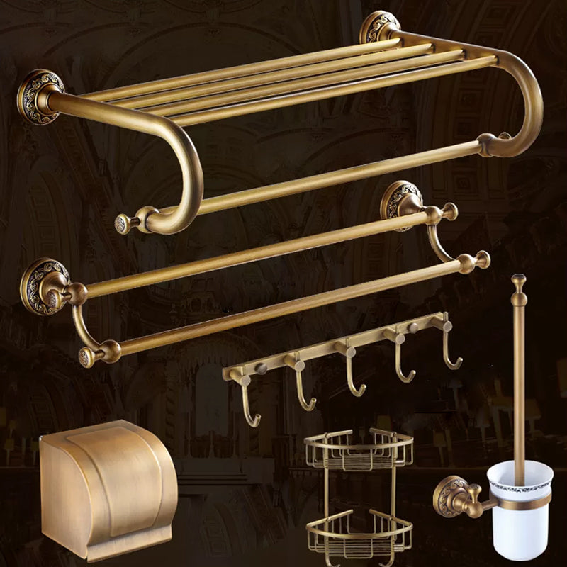 Traditional Brass Bathroom Accessory Set Brushed Bronze Bathroom Set Curved Bar Double Bars 6-Piece Set (8"L Toilet Paper Holder) Clearhalo 'Bathroom Hardware Sets' 'Bathroom Hardware' 'Bathroom Remodel & Bathroom Fixtures' 'bathroom_hardware_sets' 'Home Improvement' 'home_improvement' 'home_improvement_bathroom_hardware_sets' 6719605