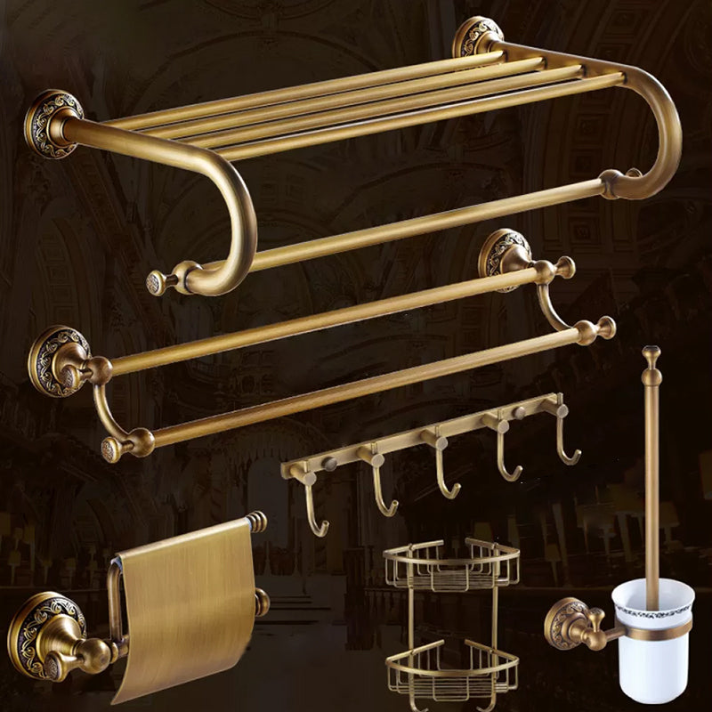 Traditional Brass Bathroom Accessory Set Brushed Bronze Bathroom Set Curved Bar Double Bars 6-Piece Set (5"L Toilet Paper Holder) Clearhalo 'Bathroom Hardware Sets' 'Bathroom Hardware' 'Bathroom Remodel & Bathroom Fixtures' 'bathroom_hardware_sets' 'Home Improvement' 'home_improvement' 'home_improvement_bathroom_hardware_sets' 6719606
