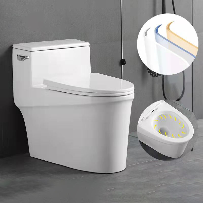 Glossy White Ceramic Toilet Bowl Modern Indoor All-In-One Toilet 17"L x 28"W x 24"H Side Press Flush 16" Clearhalo 'Bathroom Remodel & Bathroom Fixtures' 'Home Improvement' 'home_improvement' 'home_improvement_toilets' 'Toilets & Bidets' 'Toilets' 6719622