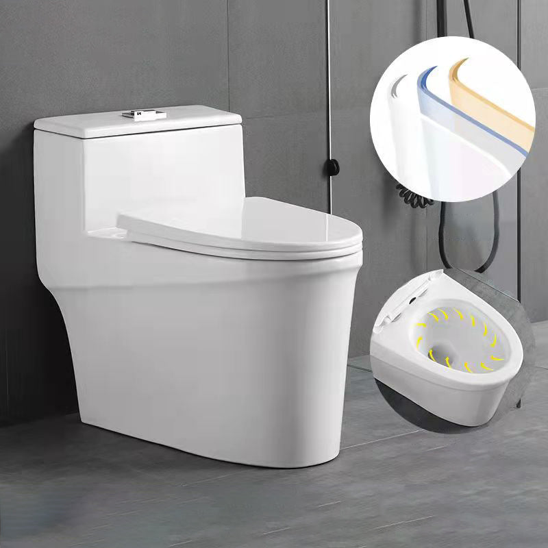 Glossy White Ceramic Toilet Bowl Modern Indoor All-In-One Toilet 17"L x 28"W x 24"H Top Press Flushing 16" Clearhalo 'Bathroom Remodel & Bathroom Fixtures' 'Home Improvement' 'home_improvement' 'home_improvement_toilets' 'Toilets & Bidets' 'Toilets' 6719624