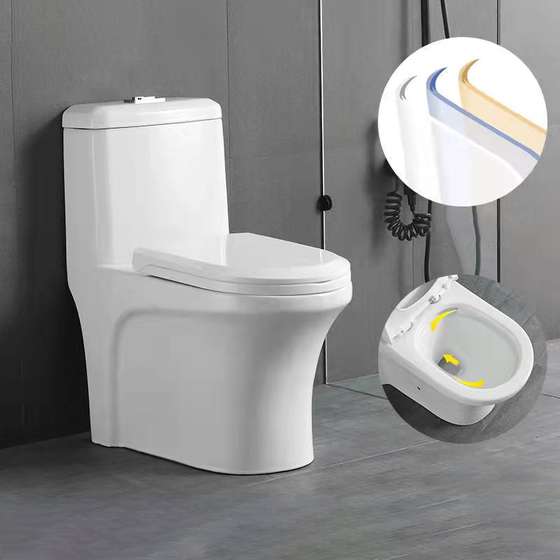 Glossy White Ceramic Toilet Bowl Modern Indoor All-In-One Toilet 14"L x 26"W x 30"H Top Press Flushing 16" Clearhalo 'Bathroom Remodel & Bathroom Fixtures' 'Home Improvement' 'home_improvement' 'home_improvement_toilets' 'Toilets & Bidets' 'Toilets' 6719626
