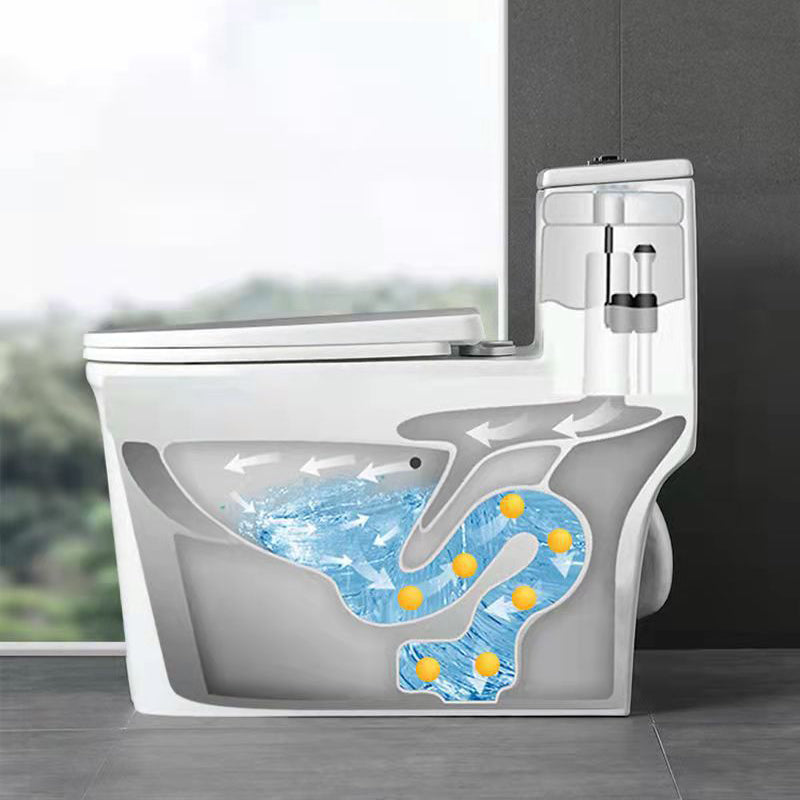 Glossy White Ceramic Toilet Bowl Modern Indoor All-In-One Toilet Clearhalo 'Bathroom Remodel & Bathroom Fixtures' 'Home Improvement' 'home_improvement' 'home_improvement_toilets' 'Toilets & Bidets' 'Toilets' 6719630