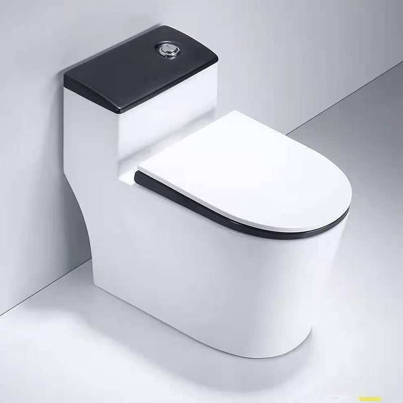 Indoor Ceramic Floor Mounted Toilet Modern All-In-One Toilet Bowl Black White Clearhalo 'Bathroom Remodel & Bathroom Fixtures' 'Home Improvement' 'home_improvement' 'home_improvement_toilets' 'Toilets & Bidets' 'Toilets' 6719641