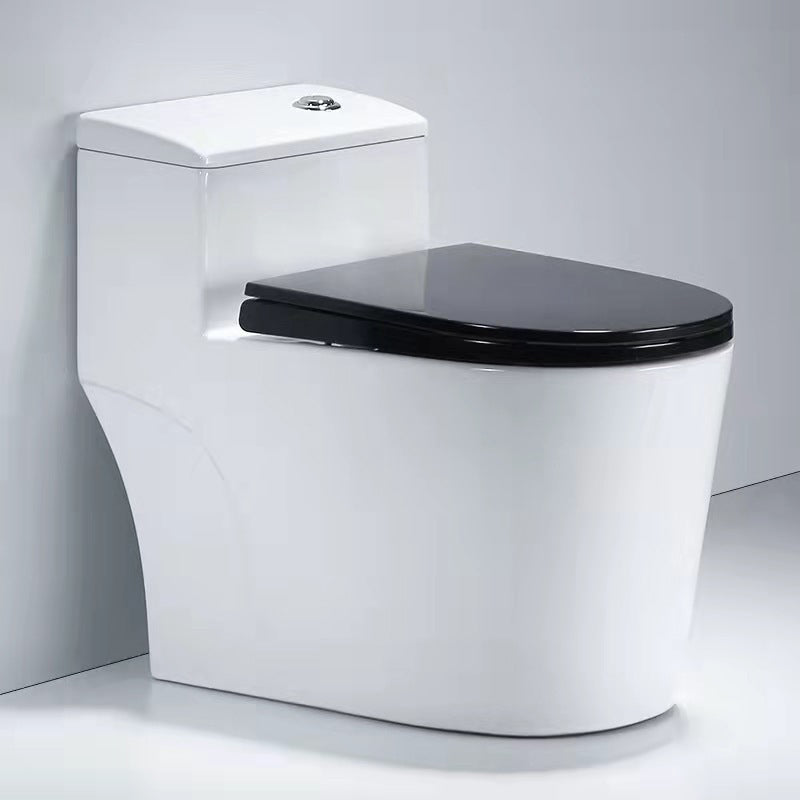Indoor Ceramic Floor Mounted Toilet Modern All-In-One Toilet Bowl White Black Clearhalo 'Bathroom Remodel & Bathroom Fixtures' 'Home Improvement' 'home_improvement' 'home_improvement_toilets' 'Toilets & Bidets' 'Toilets' 6719643
