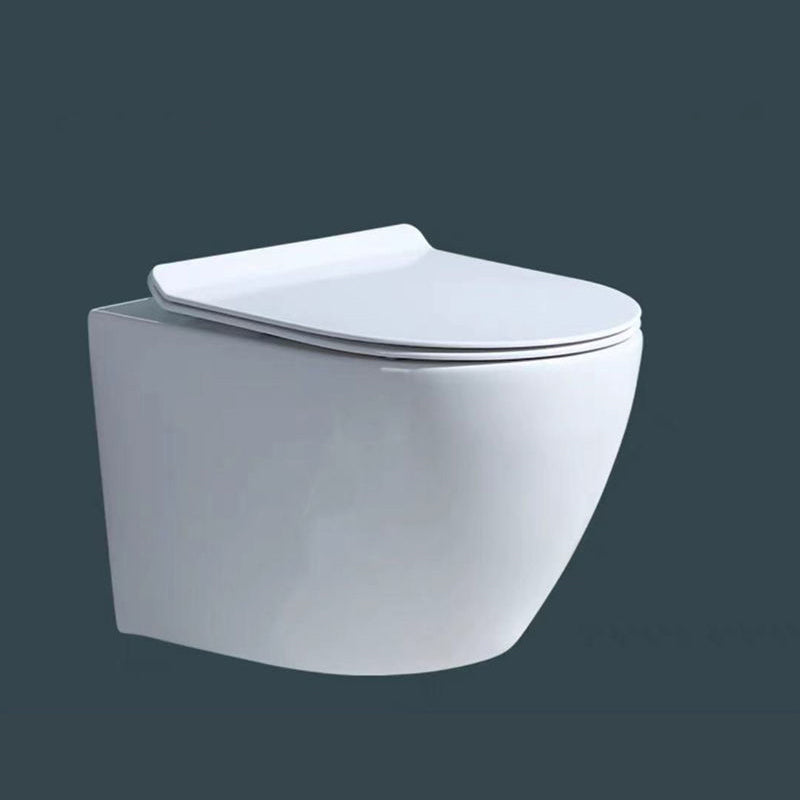 Modern Wall Mount Toilet Bowl 1-Piece Urine Toilet with Slow Close Seat for Washroom 14"L x 19"W x 14"H Toilet Only Clearhalo 'Bathroom Remodel & Bathroom Fixtures' 'Home Improvement' 'home_improvement' 'home_improvement_toilets' 'Toilets & Bidets' 'Toilets' 6719698