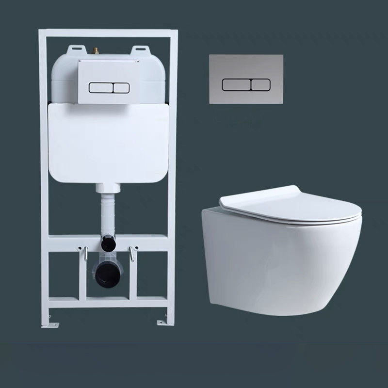 Modern Wall Mount Toilet Bowl 1-Piece Urine Toilet with Slow Close Seat for Washroom 14"L x 19"W x 14"H Toilet with Tanker Clearhalo 'Bathroom Remodel & Bathroom Fixtures' 'Home Improvement' 'home_improvement' 'home_improvement_toilets' 'Toilets & Bidets' 'Toilets' 6719708