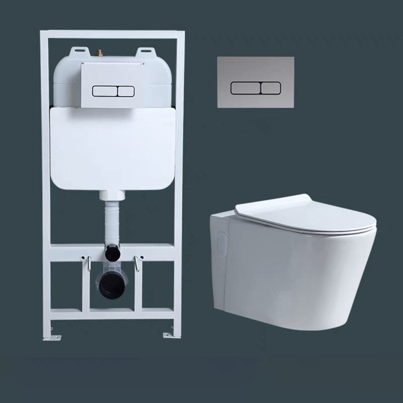 Modern Wall Mount Toilet Bowl 1-Piece Urine Toilet with Slow Close Seat for Washroom 14"L x 22"W x 14"H Toilet with Tanker Clearhalo 'Bathroom Remodel & Bathroom Fixtures' 'Home Improvement' 'home_improvement' 'home_improvement_toilets' 'Toilets & Bidets' 'Toilets' 6719712