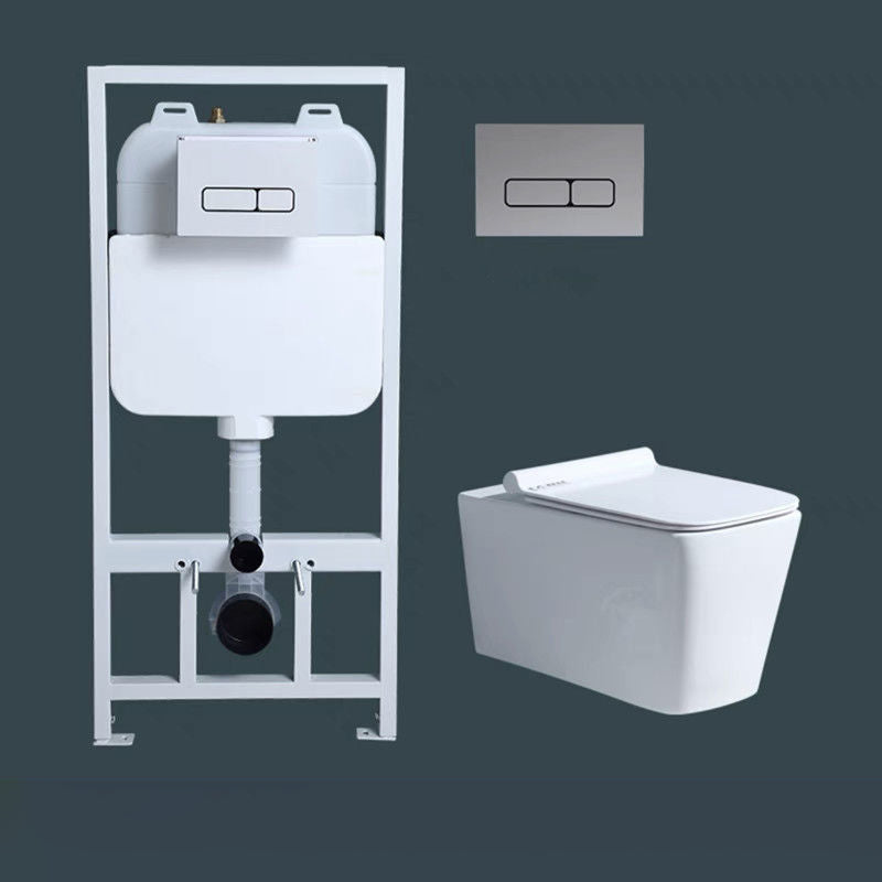 Modern Wall Mount Toilet Bowl 1-Piece Urine Toilet with Slow Close Seat for Washroom 14"L x 23"W x 15"H Toilet with Tanker Clearhalo 'Bathroom Remodel & Bathroom Fixtures' 'Home Improvement' 'home_improvement' 'home_improvement_toilets' 'Toilets & Bidets' 'Toilets' 6719713