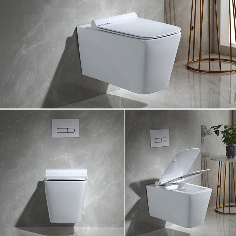 Modern Wall Mount Toilet Bowl 1-Piece Urine Toilet with Slow Close Seat for Washroom Clearhalo 'Bathroom Remodel & Bathroom Fixtures' 'Home Improvement' 'home_improvement' 'home_improvement_toilets' 'Toilets & Bidets' 'Toilets' 6719721
