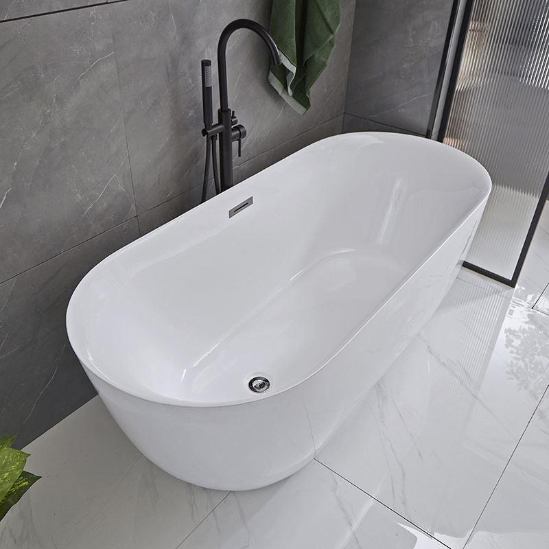 Modern Ellipse Acrylic Bathtub Freestanding Soaking Bathtub with Overflow Hole Black 67"L x 28"W x 24"H Tub with Freestanding Tub Fillers Clearhalo 'Bathroom Remodel & Bathroom Fixtures' 'Bathtubs' 'Home Improvement' 'home_improvement' 'home_improvement_bathtubs' 'Showers & Bathtubs' 6719868