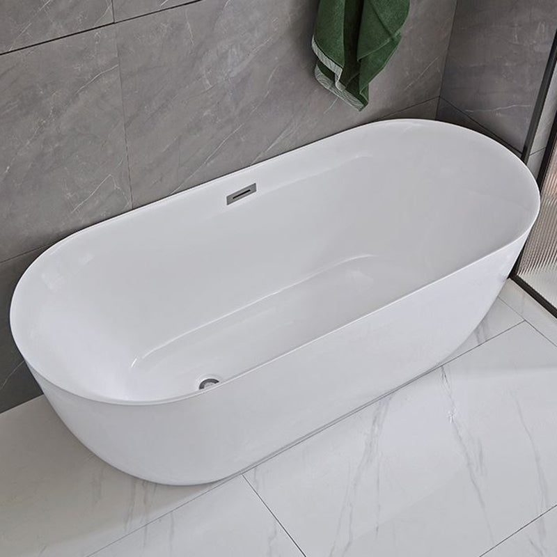Modern Ellipse Acrylic Bathtub Freestanding Soaking Bathtub with Overflow Hole None Tub Clearhalo 'Bathroom Remodel & Bathroom Fixtures' 'Bathtubs' 'Home Improvement' 'home_improvement' 'home_improvement_bathtubs' 'Showers & Bathtubs' 6719869