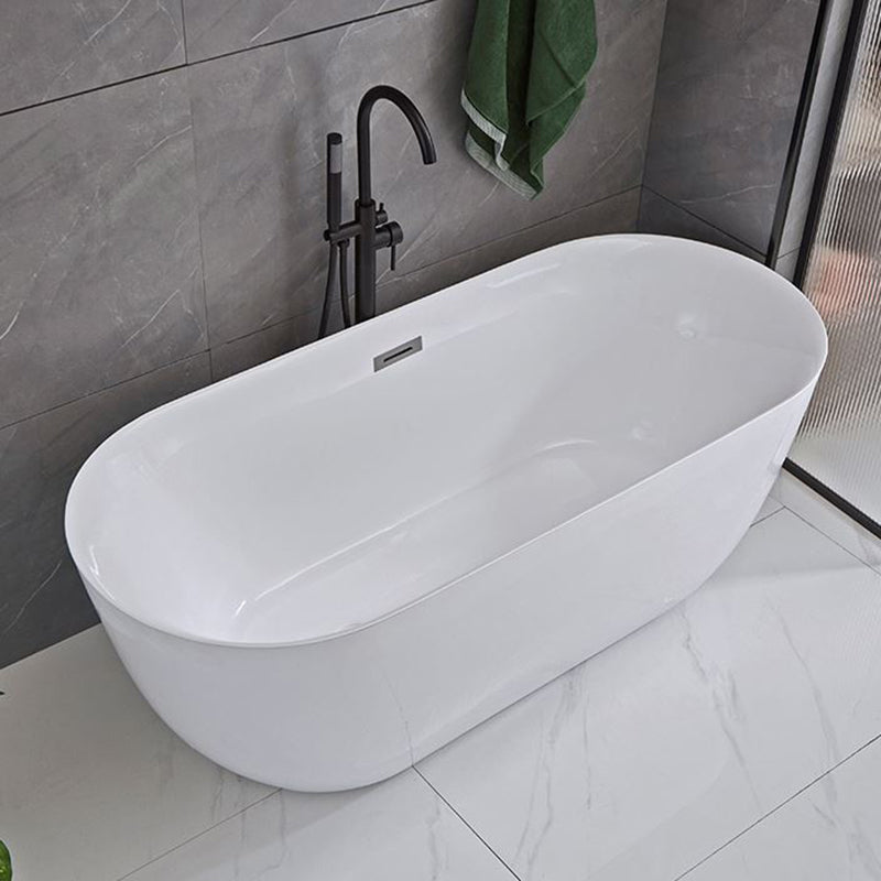 Modern Ellipse Acrylic Bathtub Freestanding Soaking Bathtub with Overflow Hole Black Tub with Freestanding Tub Fillers Clearhalo 'Bathroom Remodel & Bathroom Fixtures' 'Bathtubs' 'Home Improvement' 'home_improvement' 'home_improvement_bathtubs' 'Showers & Bathtubs' 6719870