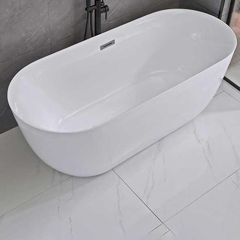 Modern Ellipse Acrylic Bathtub Freestanding Soaking Bathtub with Overflow Hole Clearhalo 'Bathroom Remodel & Bathroom Fixtures' 'Bathtubs' 'Home Improvement' 'home_improvement' 'home_improvement_bathtubs' 'Showers & Bathtubs' 6719883