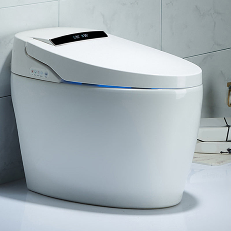 Heated Seat Floor Standing Bidet in White Contemporary Ceramic Toilet White Automatic Lid( Top Configuration) Clearhalo 'Bathroom Remodel & Bathroom Fixtures' 'Bidets' 'Home Improvement' 'home_improvement' 'home_improvement_bidets' 'Toilets & Bidets' 6719976