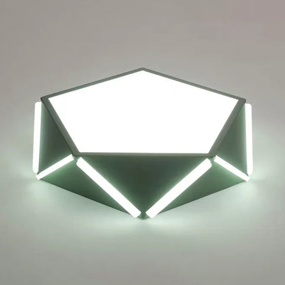 Cafe Pentagon Diamond Ceiling Mount Light Acrylic Macaron Style LED Ceiling Lamp Green Clearhalo 'Ceiling Lights' 'Close To Ceiling Lights' 'Close to ceiling' 'Flush mount' Lighting' 67215