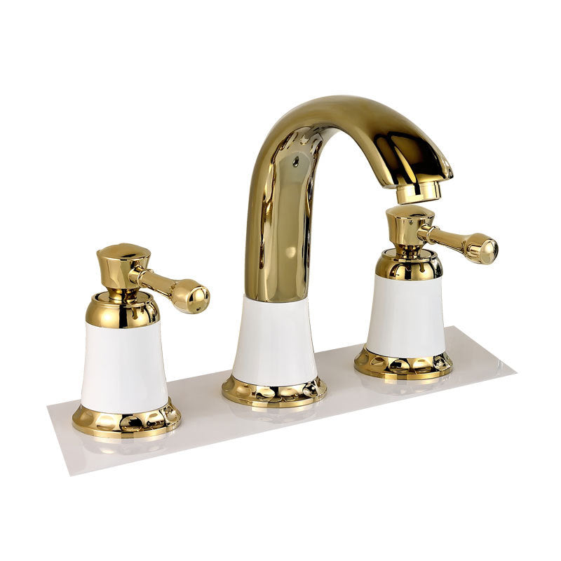 Glam Style Faucet Widespread Sink Faucet with 2 Lever Handles Clearhalo 'Bathroom Remodel & Bathroom Fixtures' 'Bathroom Sink Faucets' 'Bathroom Sinks & Faucet Components' 'bathroom_sink_faucets' 'Home Improvement' 'home_improvement' 'home_improvement_bathroom_sink_faucets' 6726962