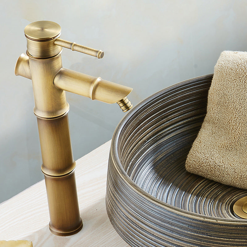 Farmhouse Vessel Sink Faucet Copper 1-Handle Low Arc Vessel Faucet for Bathroom Clearhalo 'Bathroom Remodel & Bathroom Fixtures' 'Bathroom Sink Faucets' 'Bathroom Sinks & Faucet Components' 'bathroom_sink_faucets' 'Home Improvement' 'home_improvement' 'home_improvement_bathroom_sink_faucets' 6727040