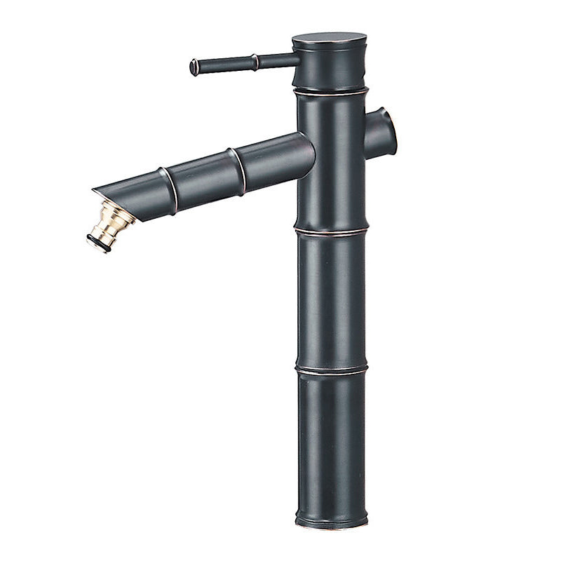 Farmhouse Vessel Sink Faucet Copper 1-Handle Low Arc Vessel Faucet for Bathroom Black 12.2" Clearhalo 'Bathroom Remodel & Bathroom Fixtures' 'Bathroom Sink Faucets' 'Bathroom Sinks & Faucet Components' 'bathroom_sink_faucets' 'Home Improvement' 'home_improvement' 'home_improvement_bathroom_sink_faucets' 6727041