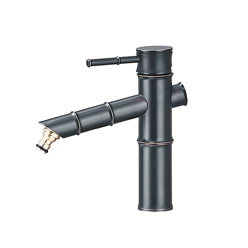 Farmhouse Vessel Sink Faucet Copper 1-Handle Low Arc Vessel Faucet for Bathroom Black 8.3" Clearhalo 'Bathroom Remodel & Bathroom Fixtures' 'Bathroom Sink Faucets' 'Bathroom Sinks & Faucet Components' 'bathroom_sink_faucets' 'Home Improvement' 'home_improvement' 'home_improvement_bathroom_sink_faucets' 6727042