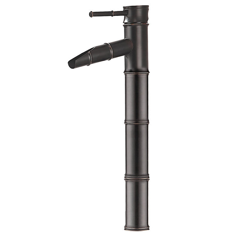 Farmhouse Vessel Sink Faucet Copper 1-Handle Low Arc Vessel Faucet for Bathroom Matte Black 15.7" Clearhalo 'Bathroom Remodel & Bathroom Fixtures' 'Bathroom Sink Faucets' 'Bathroom Sinks & Faucet Components' 'bathroom_sink_faucets' 'Home Improvement' 'home_improvement' 'home_improvement_bathroom_sink_faucets' 6727044