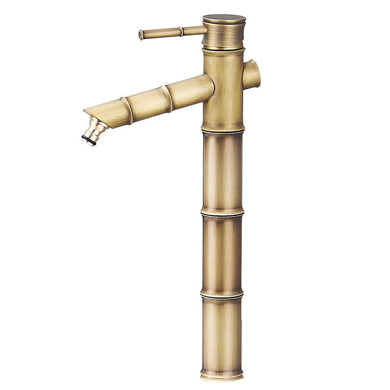 Farmhouse Vessel Sink Faucet Copper 1-Handle Low Arc Vessel Faucet for Bathroom Gold 15.7" Clearhalo 'Bathroom Remodel & Bathroom Fixtures' 'Bathroom Sink Faucets' 'Bathroom Sinks & Faucet Components' 'bathroom_sink_faucets' 'Home Improvement' 'home_improvement' 'home_improvement_bathroom_sink_faucets' 6727047