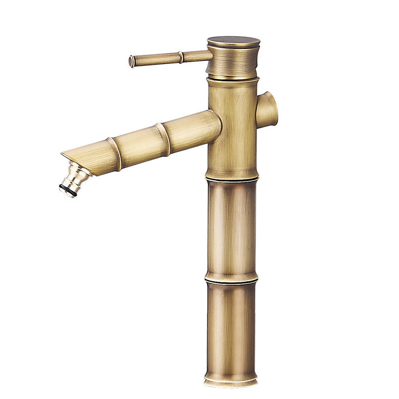 Farmhouse Vessel Sink Faucet Copper 1-Handle Low Arc Vessel Faucet for Bathroom Gold 12.2" Clearhalo 'Bathroom Remodel & Bathroom Fixtures' 'Bathroom Sink Faucets' 'Bathroom Sinks & Faucet Components' 'bathroom_sink_faucets' 'Home Improvement' 'home_improvement' 'home_improvement_bathroom_sink_faucets' 6727048