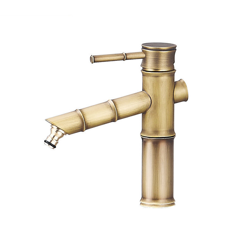 Farmhouse Vessel Sink Faucet Copper 1-Handle Low Arc Vessel Faucet for Bathroom Gold 8.3" Clearhalo 'Bathroom Remodel & Bathroom Fixtures' 'Bathroom Sink Faucets' 'Bathroom Sinks & Faucet Components' 'bathroom_sink_faucets' 'Home Improvement' 'home_improvement' 'home_improvement_bathroom_sink_faucets' 6727050