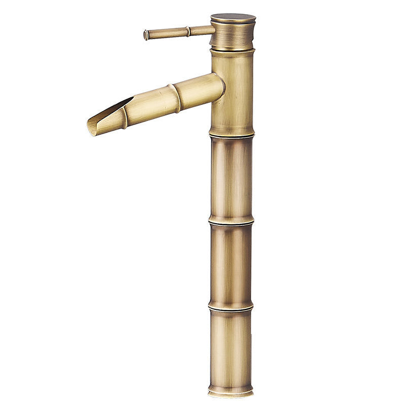 Farmhouse Vessel Sink Faucet Copper 1-Handle Low Arc Vessel Faucet for Bathroom Coppery 15.7" Clearhalo 'Bathroom Remodel & Bathroom Fixtures' 'Bathroom Sink Faucets' 'Bathroom Sinks & Faucet Components' 'bathroom_sink_faucets' 'Home Improvement' 'home_improvement' 'home_improvement_bathroom_sink_faucets' 6727052