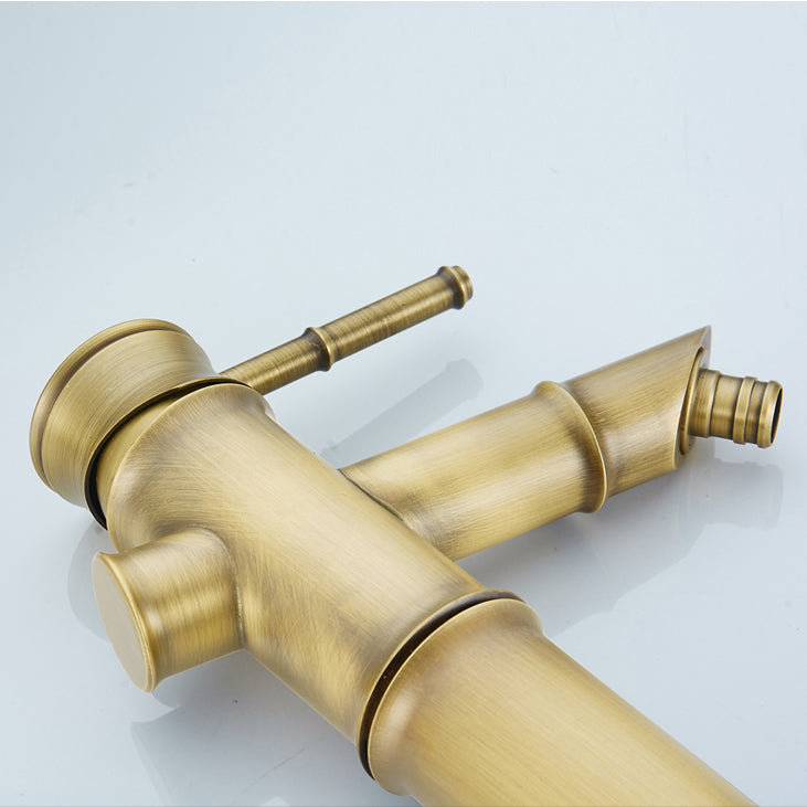 Farmhouse Vessel Sink Faucet Copper 1-Handle Low Arc Vessel Faucet for Bathroom Clearhalo 'Bathroom Remodel & Bathroom Fixtures' 'Bathroom Sink Faucets' 'Bathroom Sinks & Faucet Components' 'bathroom_sink_faucets' 'Home Improvement' 'home_improvement' 'home_improvement_bathroom_sink_faucets' 6727055