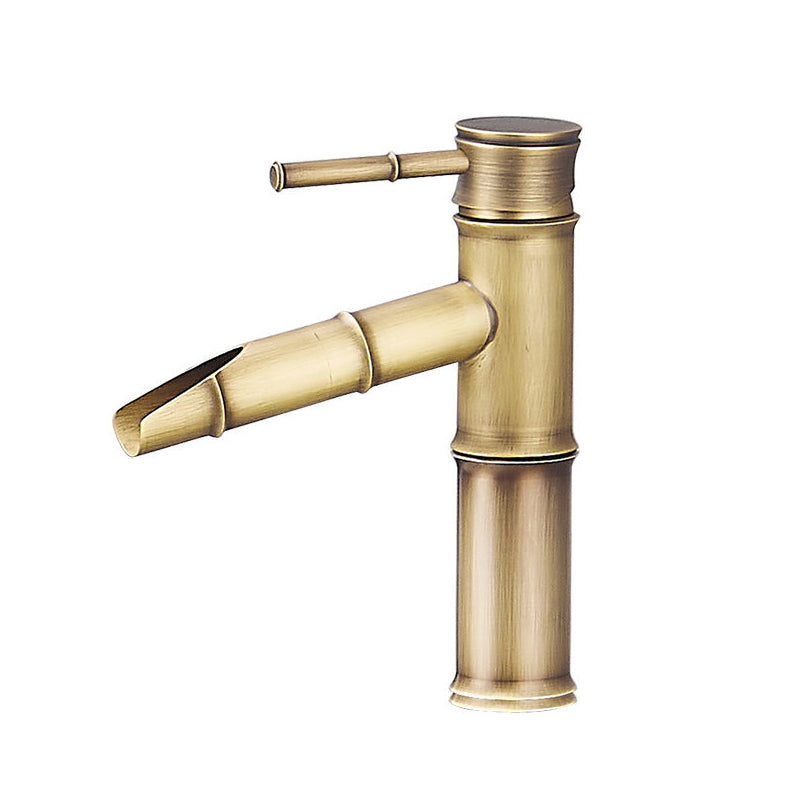 Farmhouse Vessel Sink Faucet Copper 1-Handle Low Arc Vessel Faucet for Bathroom Coppery 8.3" Clearhalo 'Bathroom Remodel & Bathroom Fixtures' 'Bathroom Sink Faucets' 'Bathroom Sinks & Faucet Components' 'bathroom_sink_faucets' 'Home Improvement' 'home_improvement' 'home_improvement_bathroom_sink_faucets' 6727056