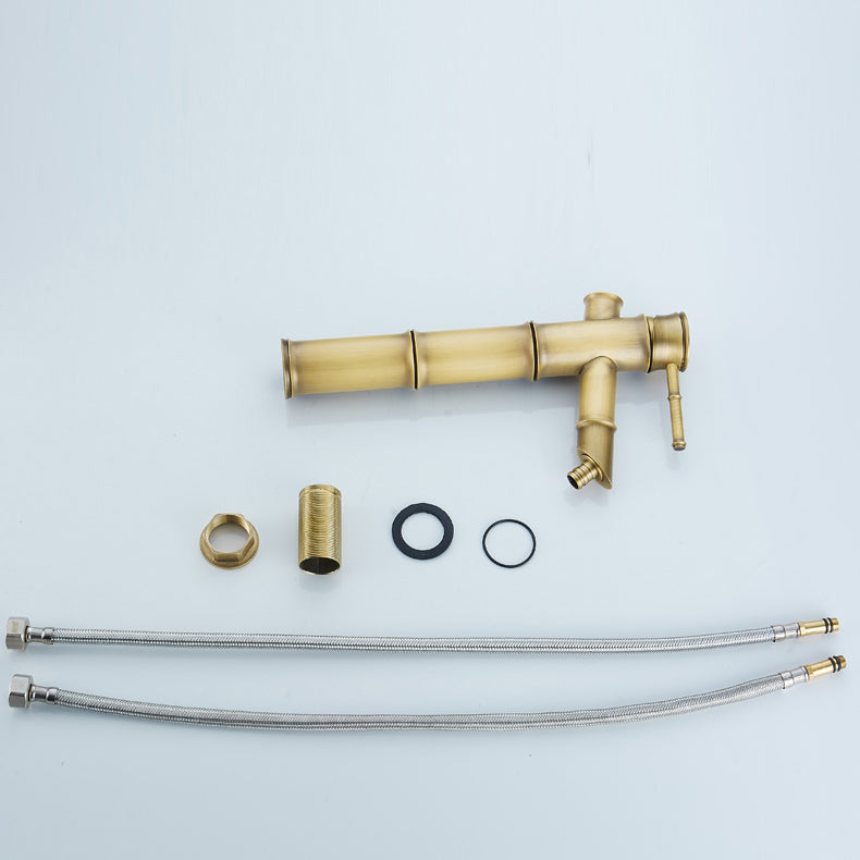 Farmhouse Vessel Sink Faucet Copper 1-Handle Low Arc Vessel Faucet for Bathroom Clearhalo 'Bathroom Remodel & Bathroom Fixtures' 'Bathroom Sink Faucets' 'Bathroom Sinks & Faucet Components' 'bathroom_sink_faucets' 'Home Improvement' 'home_improvement' 'home_improvement_bathroom_sink_faucets' 6727059