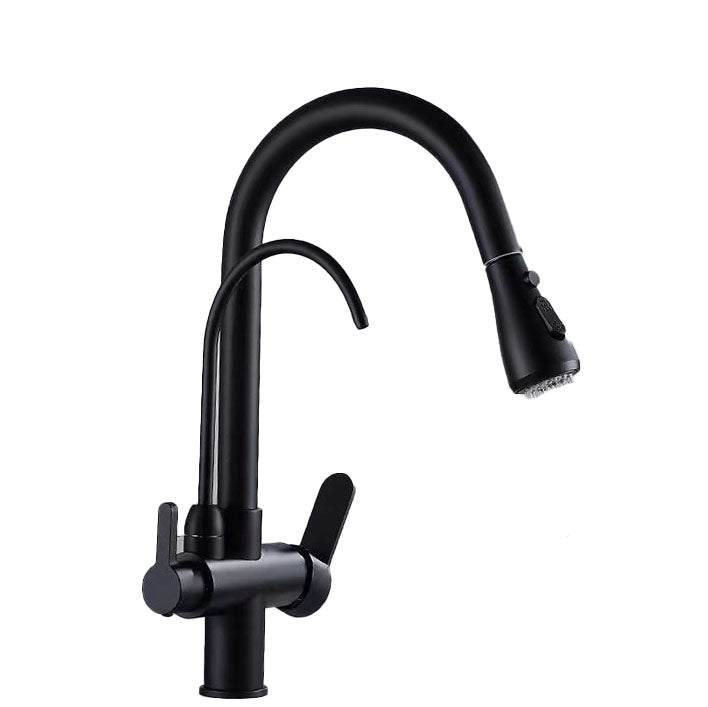 Contemporary Pull down Kitchen Faucet Double Handle High Arch 2-Function Water Filler Clearhalo 'Home Improvement' 'home_improvement' 'home_improvement_kitchen_faucets' 'Kitchen Faucets' 'Kitchen Remodel & Kitchen Fixtures' 'Kitchen Sinks & Faucet Components' 'kitchen_faucets' 6727138