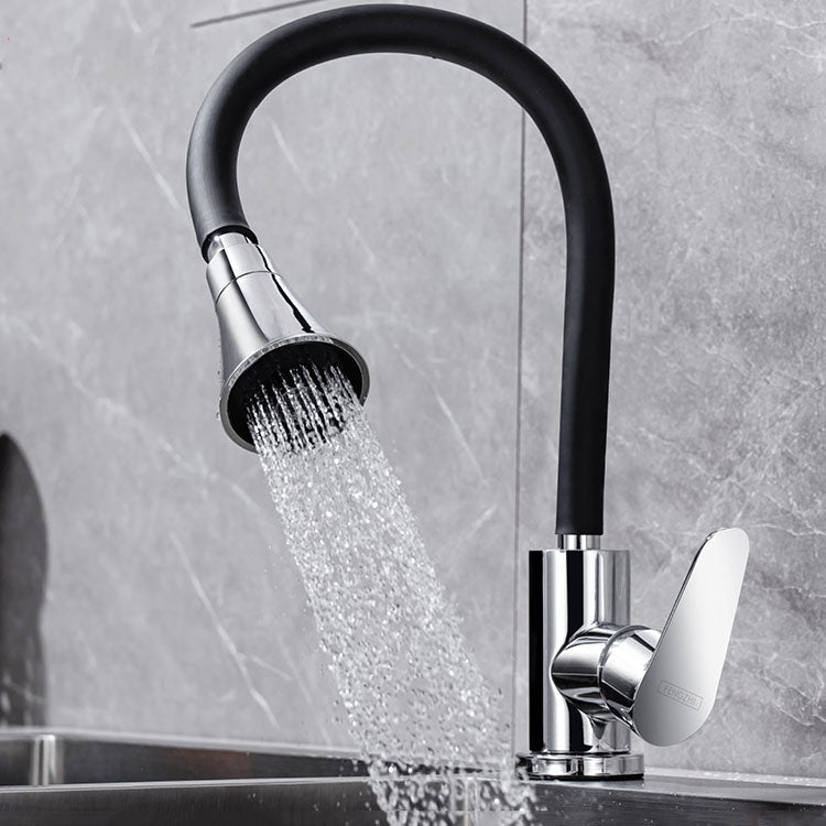 Contemporary Pull down Kitchen Faucet Single Handle 304 Stainless Steel Water Filler Black Clearhalo 'Home Improvement' 'home_improvement' 'home_improvement_kitchen_faucets' 'Kitchen Faucets' 'Kitchen Remodel & Kitchen Fixtures' 'Kitchen Sinks & Faucet Components' 'kitchen_faucets' 6727151