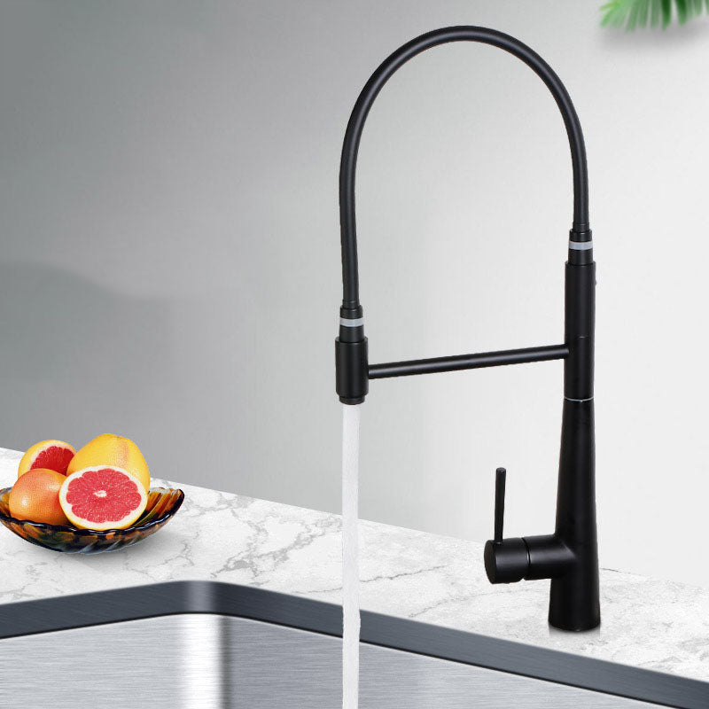 Modern Farmhouse Kitchen Faucet Pull down One Handle High Arch Water Filler Black Clearhalo 'Home Improvement' 'home_improvement' 'home_improvement_kitchen_faucets' 'Kitchen Faucets' 'Kitchen Remodel & Kitchen Fixtures' 'Kitchen Sinks & Faucet Components' 'kitchen_faucets' 6727174