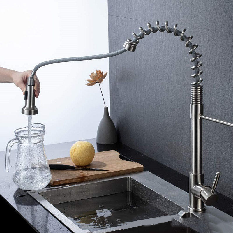 Modern Farmhouse Faucet One Handle High Arch Kitchen Faucet with Pull out Sprayer Clearhalo 'Home Improvement' 'home_improvement' 'home_improvement_kitchen_faucets' 'Kitchen Faucets' 'Kitchen Remodel & Kitchen Fixtures' 'Kitchen Sinks & Faucet Components' 'kitchen_faucets' 6727187