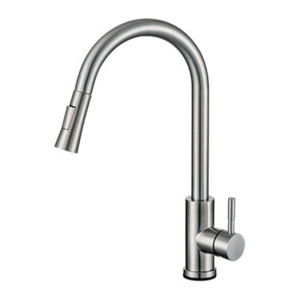 Contemporary Single Handle Kitchen Faucet 1-Hold Faucet with Pull out Sprayer Nickel Touchless Clearhalo 'Home Improvement' 'home_improvement' 'home_improvement_kitchen_faucets' 'Kitchen Faucets' 'Kitchen Remodel & Kitchen Fixtures' 'Kitchen Sinks & Faucet Components' 'kitchen_faucets' 6727198