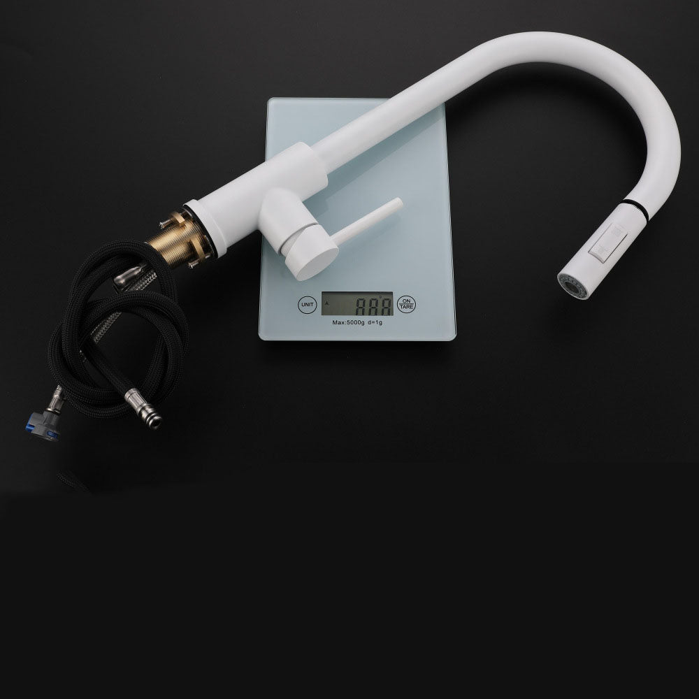 Contemporary Single Handle Kitchen Faucet 1-Hold Faucet with Pull out Sprayer Clearhalo 'Home Improvement' 'home_improvement' 'home_improvement_kitchen_faucets' 'Kitchen Faucets' 'Kitchen Remodel & Kitchen Fixtures' 'Kitchen Sinks & Faucet Components' 'kitchen_faucets' 6727203