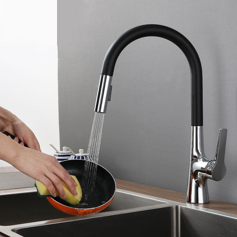 Contemporary Single Handle Kitchen Faucet Water Filler with Pull out Sprayer Clearhalo 'Home Improvement' 'home_improvement' 'home_improvement_kitchen_faucets' 'Kitchen Faucets' 'Kitchen Remodel & Kitchen Fixtures' 'Kitchen Sinks & Faucet Components' 'kitchen_faucets' 6727216