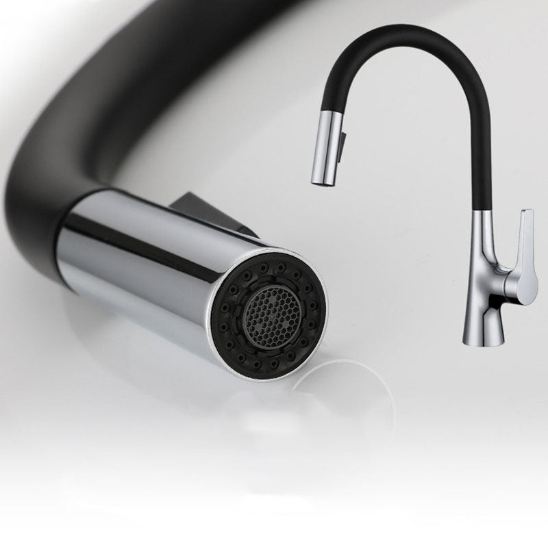 Contemporary Single Handle Kitchen Faucet Water Filler with Pull out Sprayer Clearhalo 'Home Improvement' 'home_improvement' 'home_improvement_kitchen_faucets' 'Kitchen Faucets' 'Kitchen Remodel & Kitchen Fixtures' 'Kitchen Sinks & Faucet Components' 'kitchen_faucets' 6727217