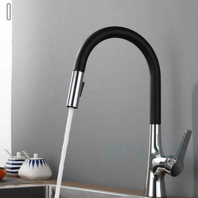 Contemporary Single Handle Kitchen Faucet Water Filler with Pull out Sprayer Black Clearhalo 'Home Improvement' 'home_improvement' 'home_improvement_kitchen_faucets' 'Kitchen Faucets' 'Kitchen Remodel & Kitchen Fixtures' 'Kitchen Sinks & Faucet Components' 'kitchen_faucets' 6727224