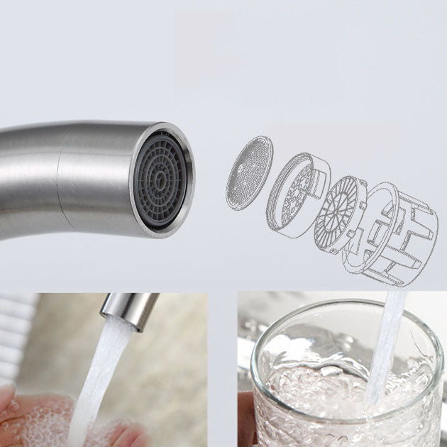 Modern 1-Handle Faucets 304 Stainless Steel with Water Dispenser Standard Kitchen Faucets Clearhalo 'Home Improvement' 'home_improvement' 'home_improvement_kitchen_faucets' 'Kitchen Faucets' 'Kitchen Remodel & Kitchen Fixtures' 'Kitchen Sinks & Faucet Components' 'kitchen_faucets' 6727233