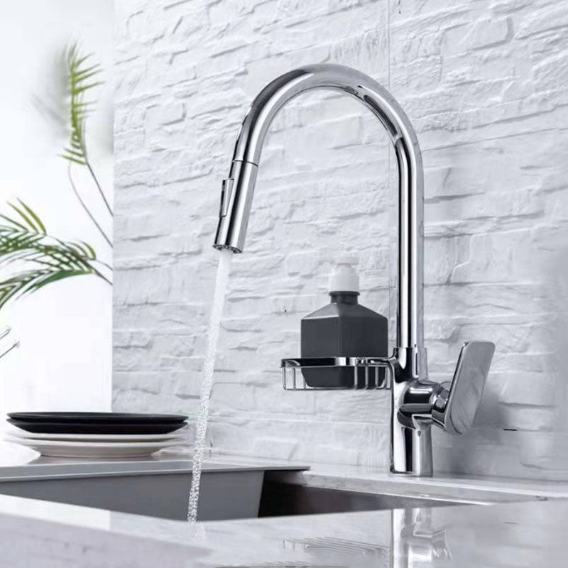 Modern 1-Handle Faucet Copper with Pull out Sprayer with Water Dispenser Faucet Silver Clearhalo 'Home Improvement' 'home_improvement' 'home_improvement_kitchen_faucets' 'Kitchen Faucets' 'Kitchen Remodel & Kitchen Fixtures' 'Kitchen Sinks & Faucet Components' 'kitchen_faucets' 6727242