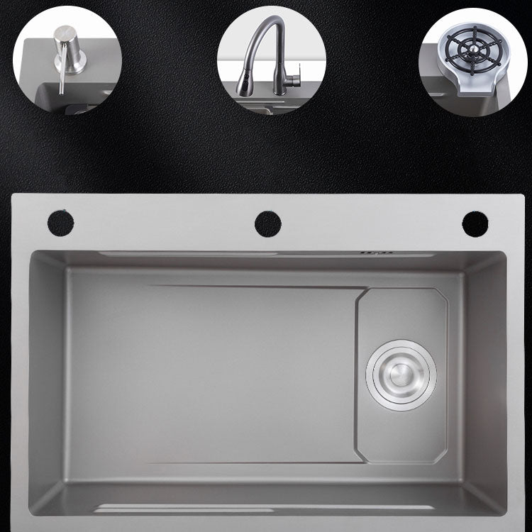 Contemporary Style Kitchen Sink Single Bowl Kitchen Sink with Rectangle Shape Clearhalo 'Home Improvement' 'home_improvement' 'home_improvement_kitchen_sinks' 'Kitchen Remodel & Kitchen Fixtures' 'Kitchen Sinks & Faucet Components' 'Kitchen Sinks' 'kitchen_sinks' 6727278