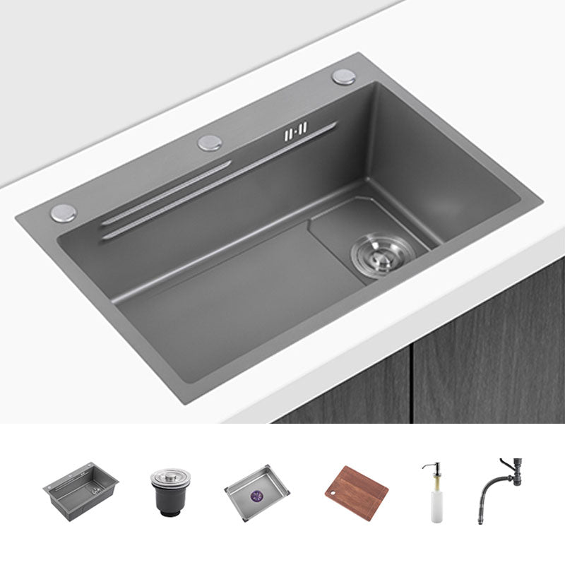Contemporary Style Kitchen Sink Single Bowl Kitchen Sink with Rectangle Shape Sink Only None Clearhalo 'Home Improvement' 'home_improvement' 'home_improvement_kitchen_sinks' 'Kitchen Remodel & Kitchen Fixtures' 'Kitchen Sinks & Faucet Components' 'Kitchen Sinks' 'kitchen_sinks' 6727279