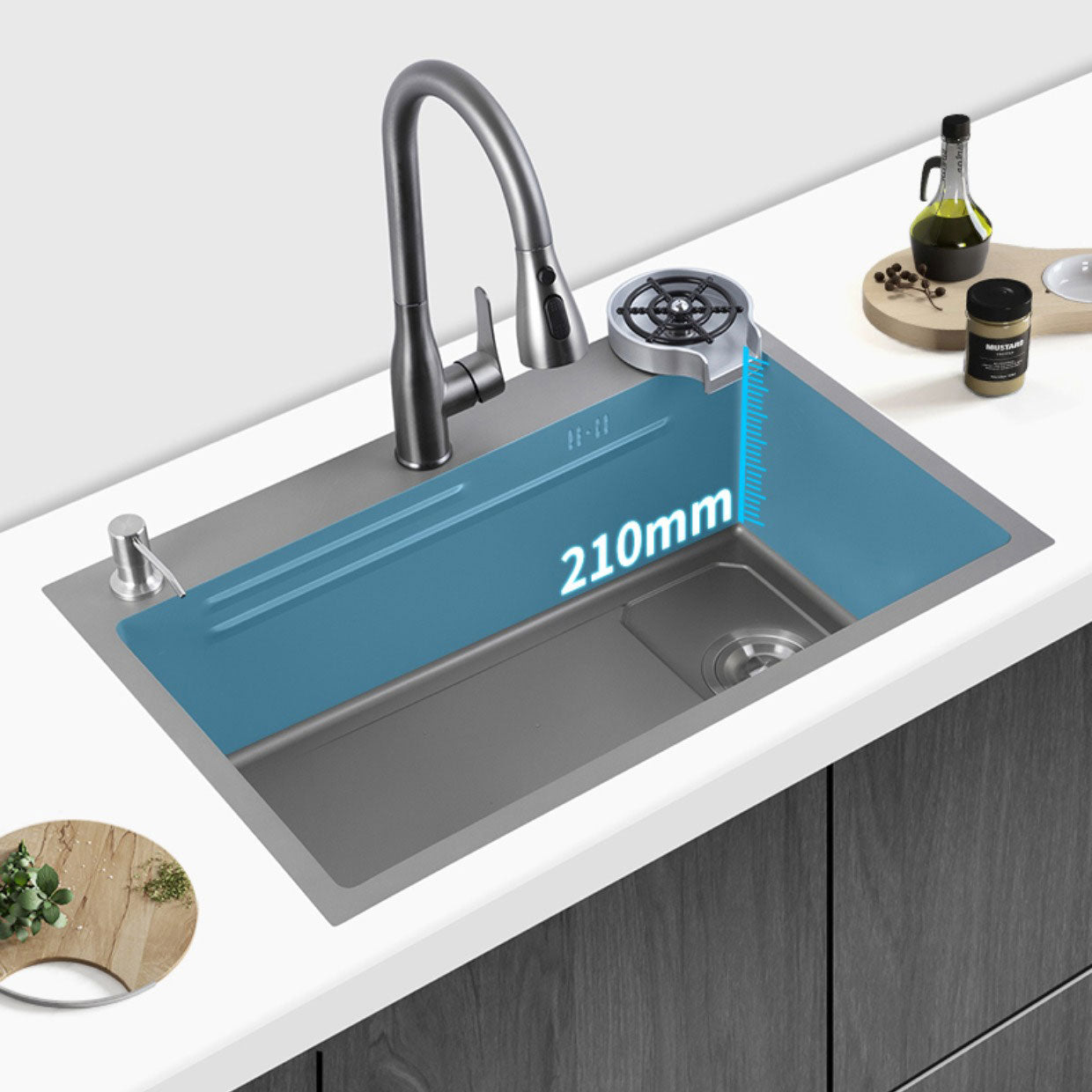 Contemporary Style Kitchen Sink Single Bowl Kitchen Sink with Rectangle Shape Clearhalo 'Home Improvement' 'home_improvement' 'home_improvement_kitchen_sinks' 'Kitchen Remodel & Kitchen Fixtures' 'Kitchen Sinks & Faucet Components' 'Kitchen Sinks' 'kitchen_sinks' 6727290