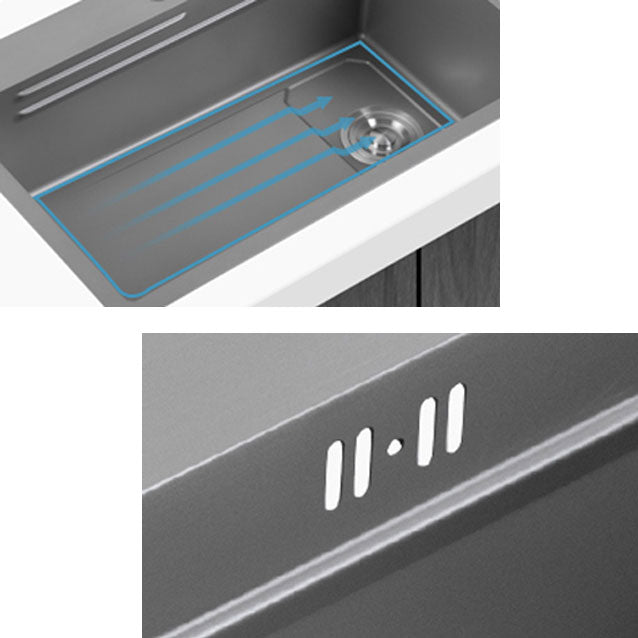 Contemporary Style Kitchen Sink Single Bowl Kitchen Sink with Rectangle Shape Clearhalo 'Home Improvement' 'home_improvement' 'home_improvement_kitchen_sinks' 'Kitchen Remodel & Kitchen Fixtures' 'Kitchen Sinks & Faucet Components' 'Kitchen Sinks' 'kitchen_sinks' 6727293