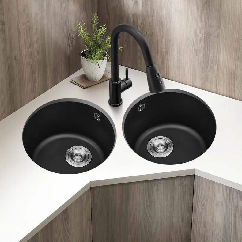 Contemporary Style Kitchen Sink Quartz Single Bowl Kitchen Sink with Basket Strainer Clearhalo 'Home Improvement' 'home_improvement' 'home_improvement_kitchen_sinks' 'Kitchen Remodel & Kitchen Fixtures' 'Kitchen Sinks & Faucet Components' 'Kitchen Sinks' 'kitchen_sinks' 6727318