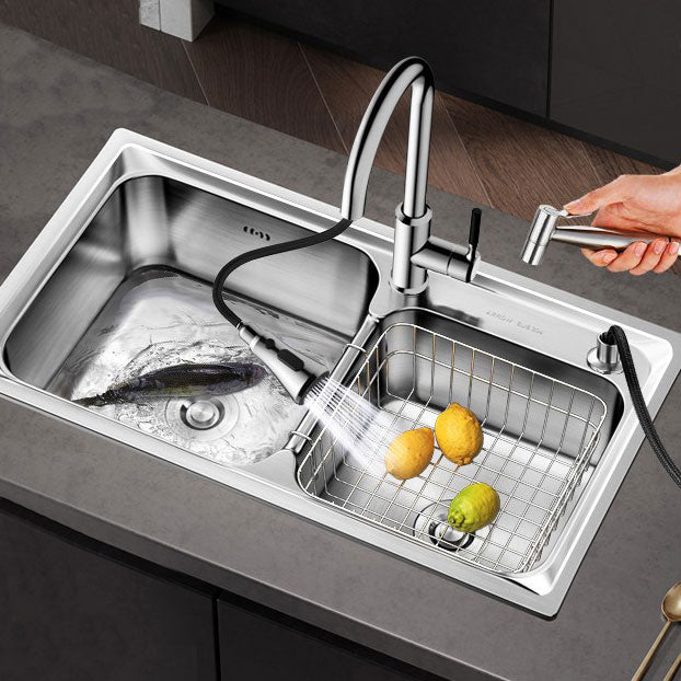 Modern Style Sink Stainless Steel Drop-In Noise-cancelling Design Sink for Kitchen Clearhalo 'Home Improvement' 'home_improvement' 'home_improvement_kitchen_sinks' 'Kitchen Remodel & Kitchen Fixtures' 'Kitchen Sinks & Faucet Components' 'Kitchen Sinks' 'kitchen_sinks' 6727328
